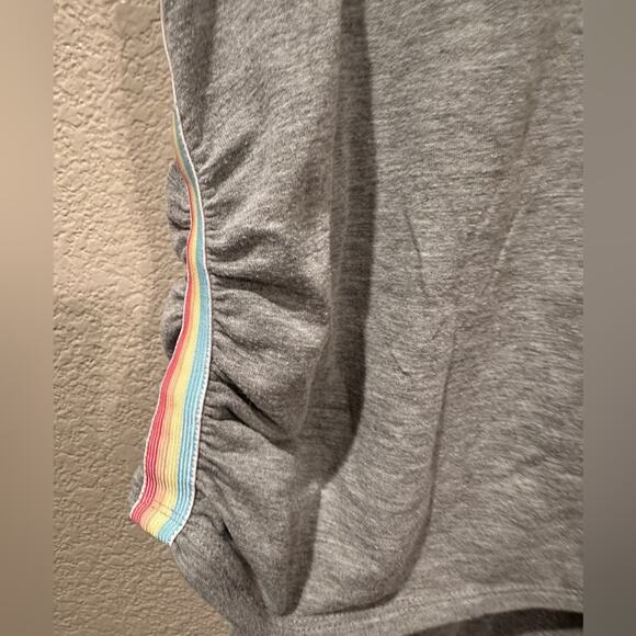 Jacklyn Intimates Rainbow Stripped Jogger and Rusched Tee shirt set sz L - Picture 7 of 7